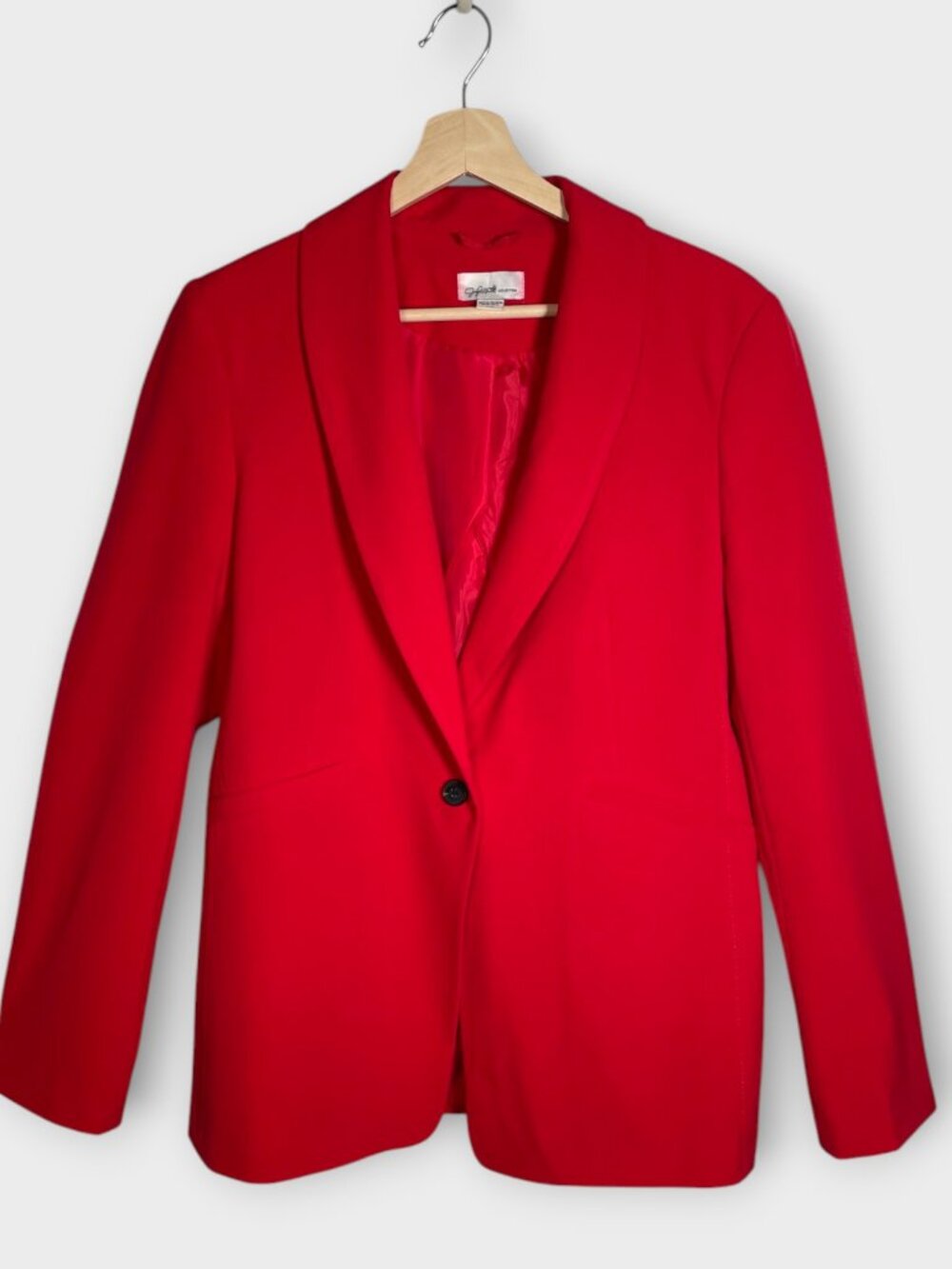 Red Lightweight Blazer Jacket Sz L Lined One Button Jaclyn Smith